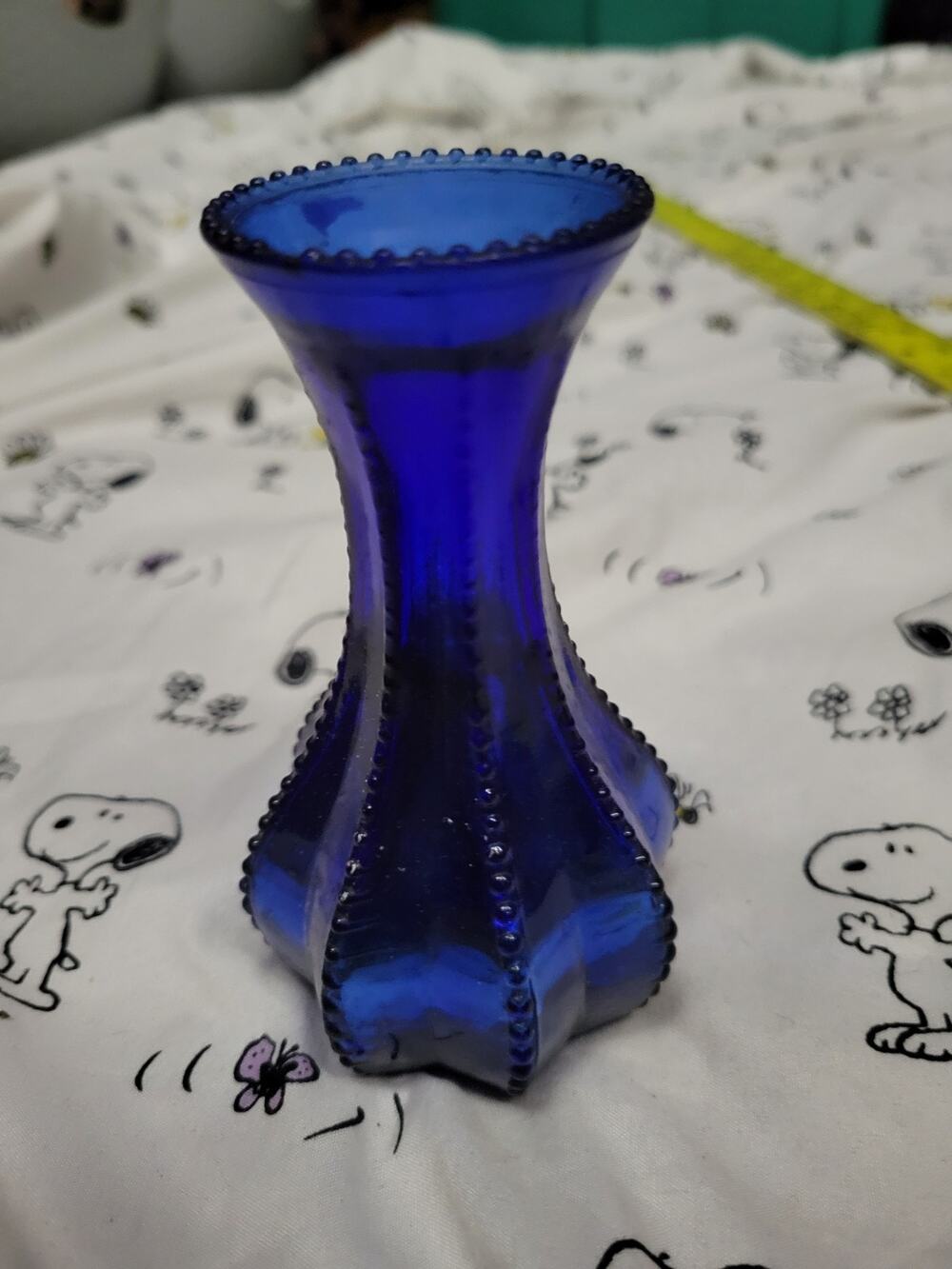 Cobalt Blue Indiana Glass Bud Flower Vase Hobnail Beaded 4 7/8 Inch Vintage